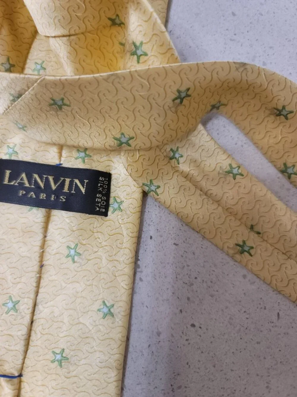 LANVIN Paris France Men’s Silk Tie Old Money Quiet Luxury honey gold